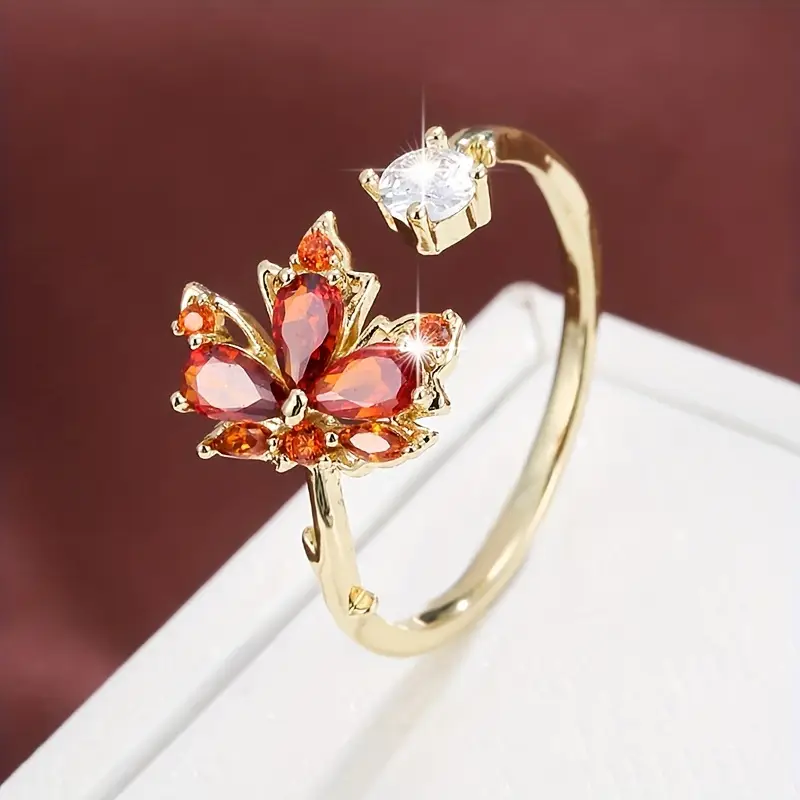 Anillo abierto de hoja de cristal