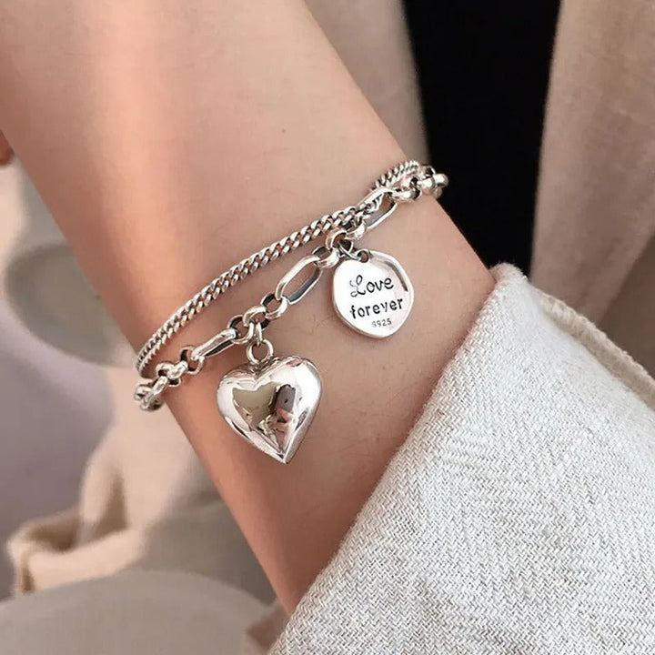 Pulsera de plata 925 con grabado "Love Forever" + 2 charms gratis