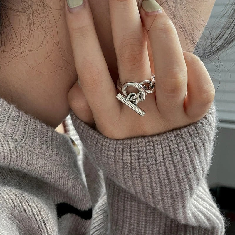 Anillo ajustable de diseño de plata 925