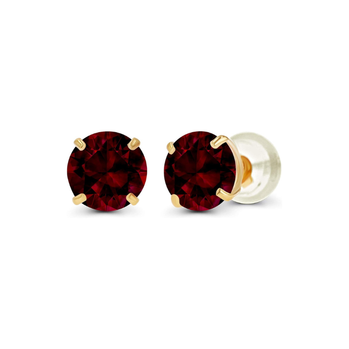 Pendientes stud redondos de rubí | Oro