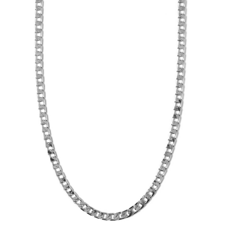 Collar de cadena plana Curb | Oro blanco
