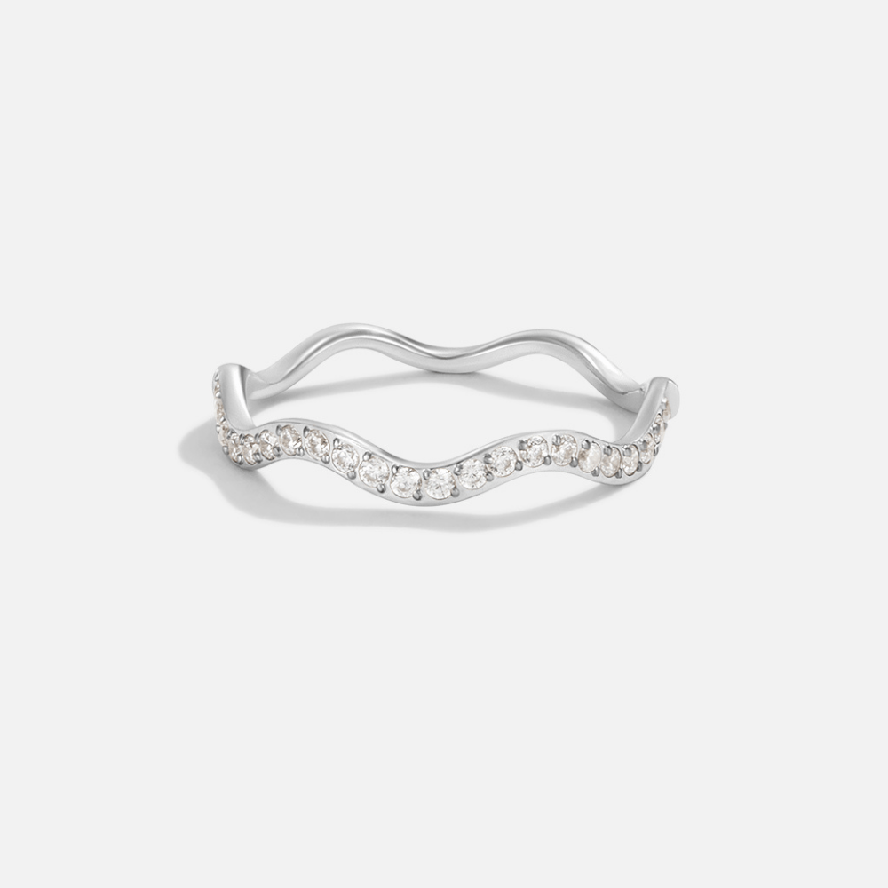 Anillo de ondas de cristal y plata Zenya